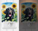 NEW Flat-Coated Retriever in Sunflowers Ceramic Night Light Compact, UL-Certified, Ideal for Bedroom, Bathroom, Nursery, Hallway, Kitchen, 6x4x3
