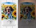 NEW German Shorthaired Pointer in Sunflowers Ceramic Night Light Compact, UL-Certified, Ideal for Bedroom, Bathroom, Nursery, Hallway, Kitchen, 6x4x3